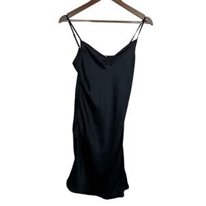 Maje Women's Black Satin Slip Midi‎ Dress Size 1 Party Cocktail